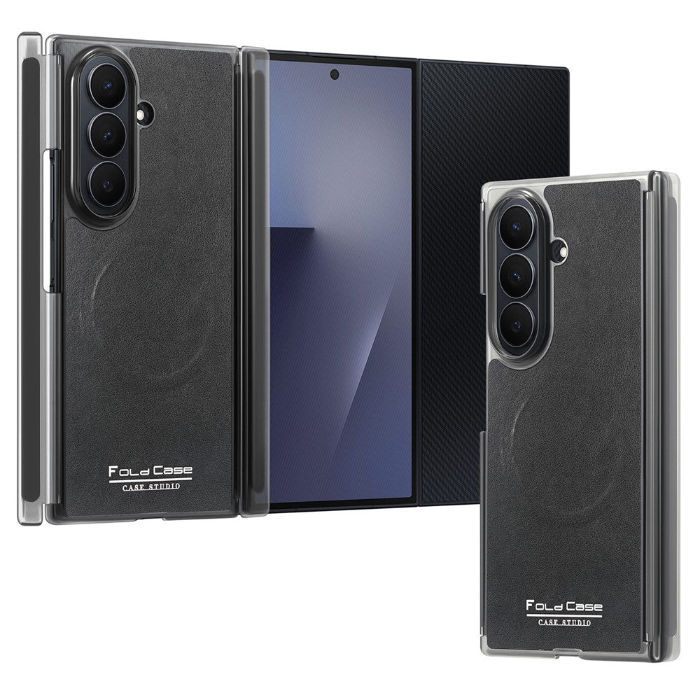 For Samsung Galaxy Z TriFold 5G Magnetic Case Dual Mid-Axis Shockproof PU Leather PC TPU Phone Cover