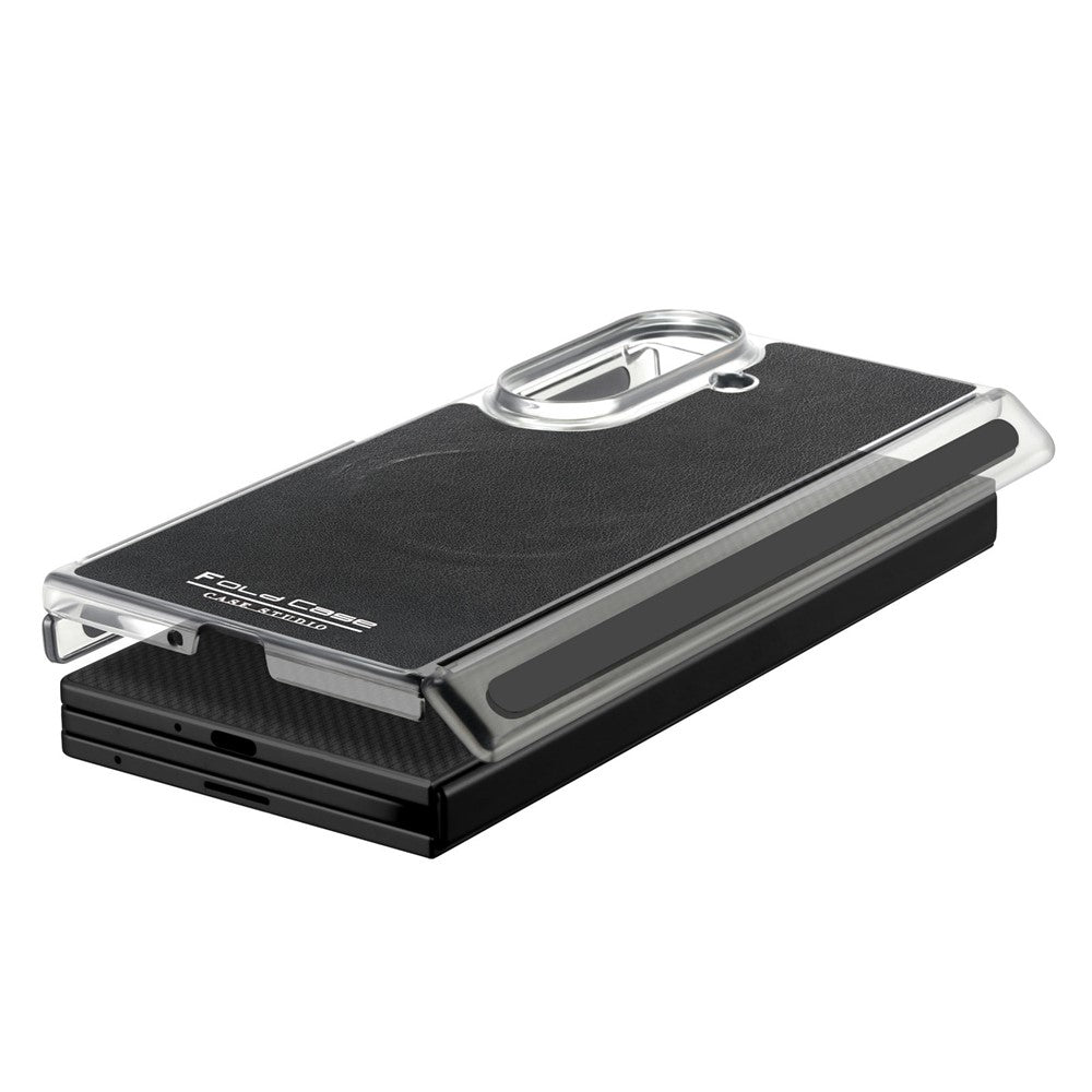 For Samsung Galaxy Z TriFold 5G Magnetic Case Dual Mid-Axis Shockproof PU Leather PC TPU Phone Cover