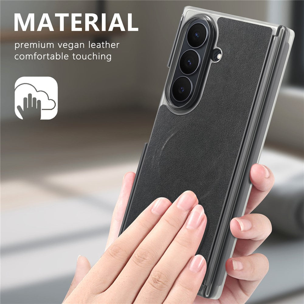 For Samsung Galaxy Z TriFold 5G Magnetic Case Dual Mid-Axis Shockproof PU Leather PC TPU Phone Cover