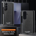 For Samsung Galaxy Z TriFold 5G Magnetic Case Dual Mid-Axis Shockproof PU Leather PC TPU Phone Cover