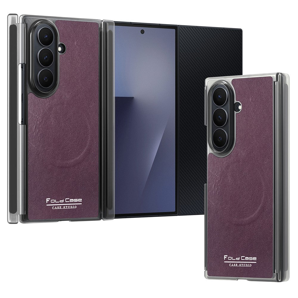 For Samsung Galaxy Z TriFold 5G Magnetic Case Dual Mid-Axis Shockproof PU Leather PC TPU Phone Cover