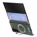 Til Samsung Galaxy Z TriFold 5G Magnetisk Etui Litchi Tekstur Læder Telefoncover med 360 Roterende Ring Kickstand
