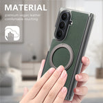 Til Samsung Galaxy Z TriFold 5G Magnetisk Etui Litchi Tekstur Læder Telefoncover med 360 Roterende Ring Kickstand