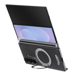 Til Samsung Galaxy Z TriFold 5G Magnetisk Etui Litchi Tekstur Læder Telefoncover med 360 Roterende Ring Kickstand