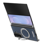 Til Samsung Galaxy Z TriFold 5G Magnetisk Etui Litchi Tekstur Læder Telefoncover med 360 Roterende Ring Kickstand