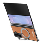 Til Samsung Galaxy Z TriFold 5G Magnetisk Etui Litchi Tekstur Læder Telefoncover med 360 Roterende Ring Kickstand