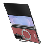 Til Samsung Galaxy Z TriFold 5G Magnetisk Etui Litchi Tekstur Læder Telefoncover med 360 Roterende Ring Kickstand