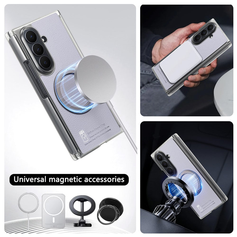 For Samsung Galaxy Z TriFold 5G Magnetic Case with 360° Ring Stand Hinge Protection PU PC TPU Phone Cover