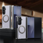 For Samsung Galaxy Z TriFold 5G Magnetic Case with 360° Ring Stand Hinge Protection PU PC TPU Phone Cover