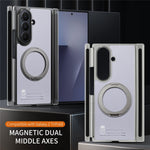 For Samsung Galaxy Z TriFold 5G Magnetic Case with 360° Ring Stand Hinge Protection PU PC TPU Phone Cover