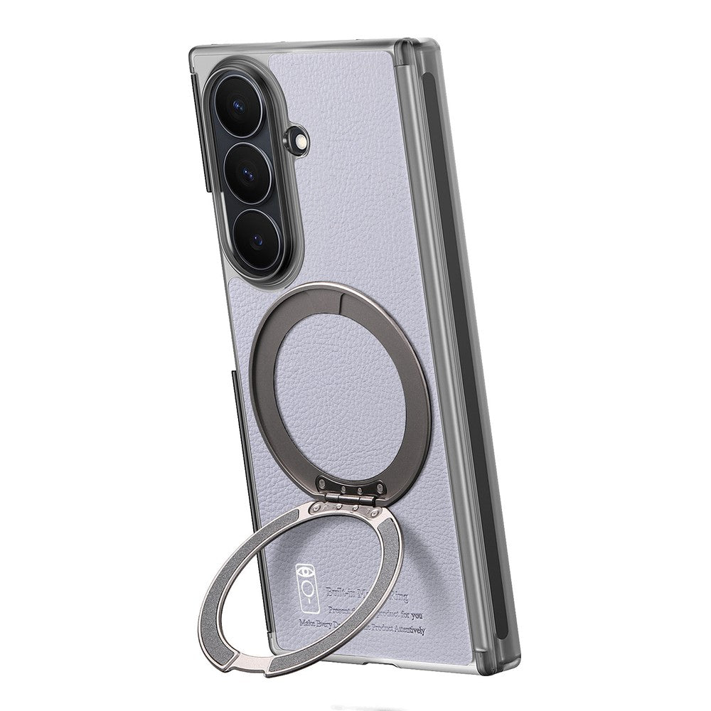 For Samsung Galaxy Z TriFold 5G Magnetic Case with 360° Ring Stand Hinge Protection PU PC TPU Phone Cover