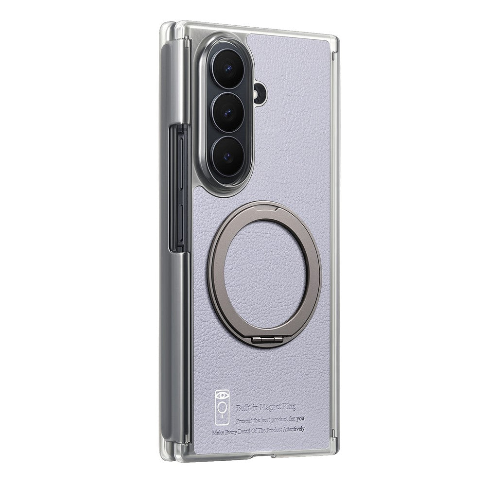 For Samsung Galaxy Z TriFold 5G Magnetic Case with 360° Ring Stand Hinge Protection PU PC TPU Phone Cover