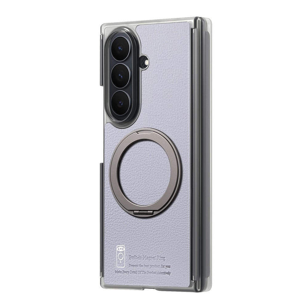 For Samsung Galaxy Z TriFold 5G Magnetic Case with 360° Ring Stand Hinge Protection PU PC TPU Phone Cover