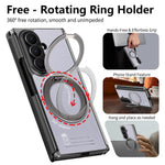 For Samsung Galaxy Z TriFold 5G Magnetic Case with 360° Ring Stand Hinge Protection PU PC TPU Phone Cover