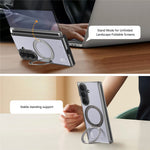 For Samsung Galaxy Z TriFold 5G Magnetic Case with 360° Ring Stand Hinge Protection PU PC TPU Phone Cover