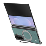 For Samsung Galaxy Z TriFold 5G Magnetic Case with 360° Ring Stand Hinge Protection PU PC TPU Phone Cover