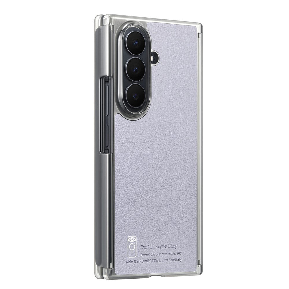 For Samsung Galaxy Z TriFold 5G Magnetic Case PU Leather TPU PC Clear Frame Phone Cover Dual Mid-Axis Design
