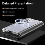 For Samsung Galaxy Z TriFold 5G Magnetic Case PU Leather TPU PC Clear Frame Phone Cover Dual Mid-Axis Design