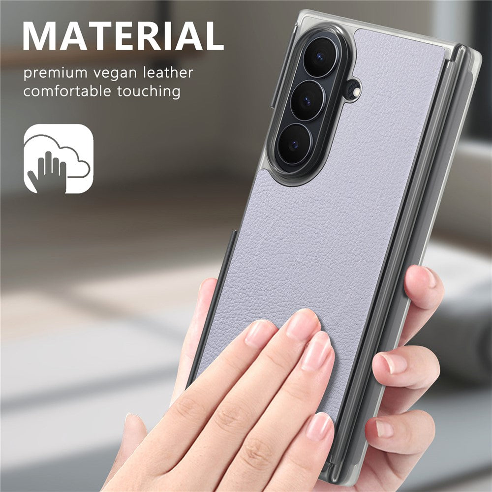 For Samsung Galaxy Z TriFold 5G Magnetic Case PU Leather TPU PC Clear Frame Phone Cover Dual Mid-Axis Design
