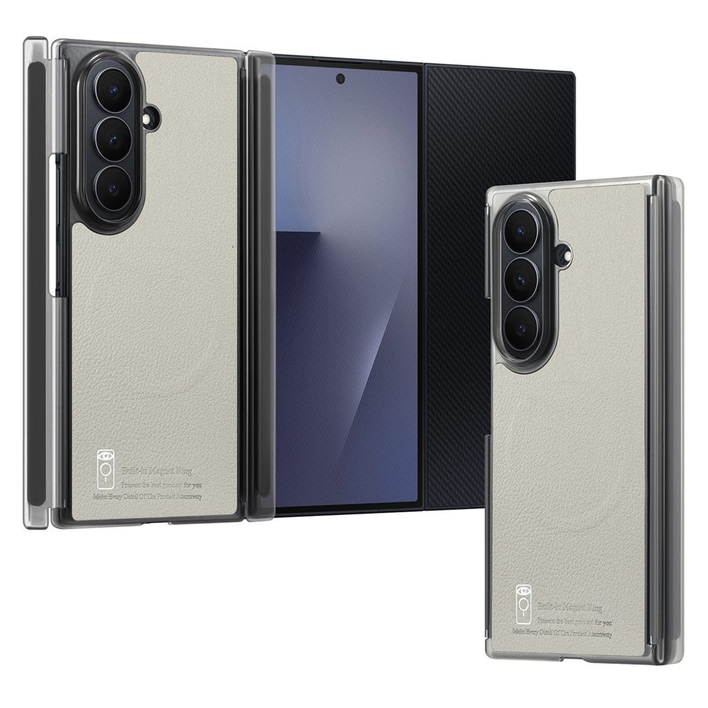 For Samsung Galaxy Z TriFold 5G Magnetic Case PU Leather TPU PC Clear Frame Phone Cover Dual Mid-Axis Design