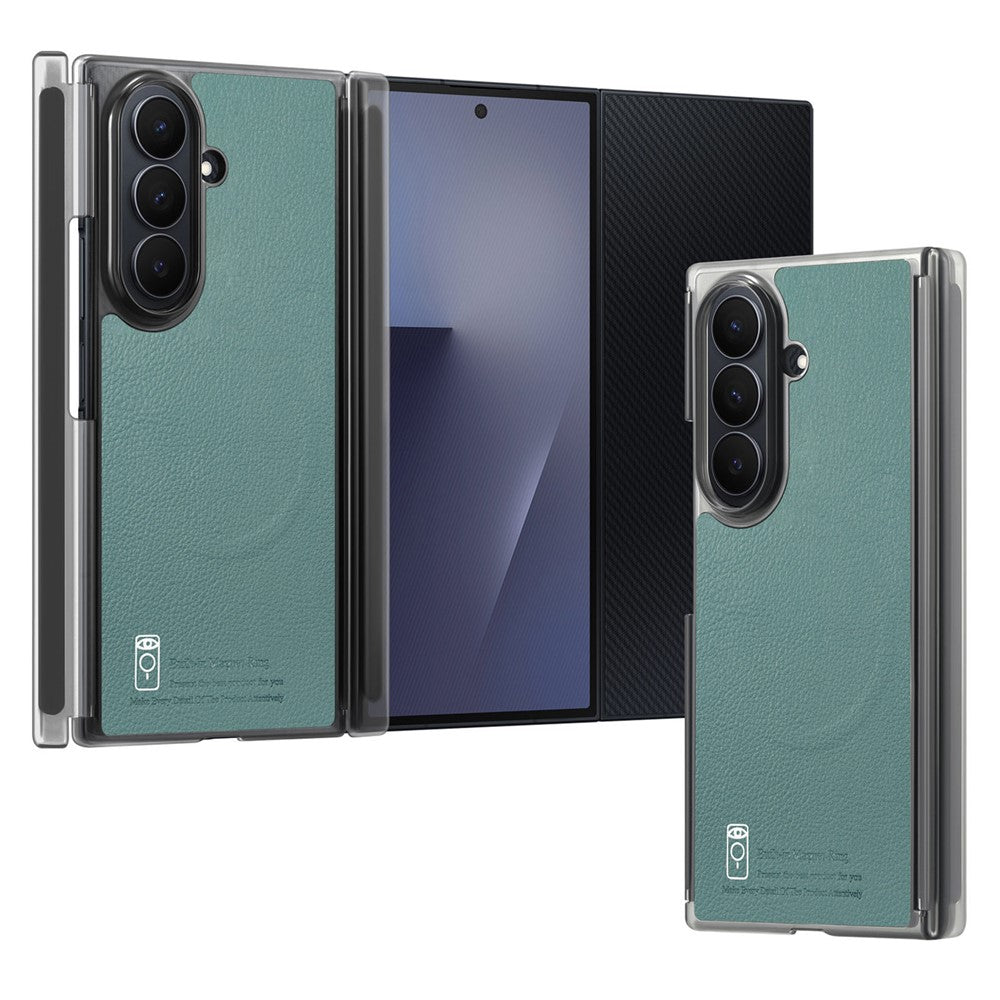 For Samsung Galaxy Z TriFold 5G Magnetic Case PU Leather TPU PC Clear Frame Phone Cover Dual Mid-Axis Design