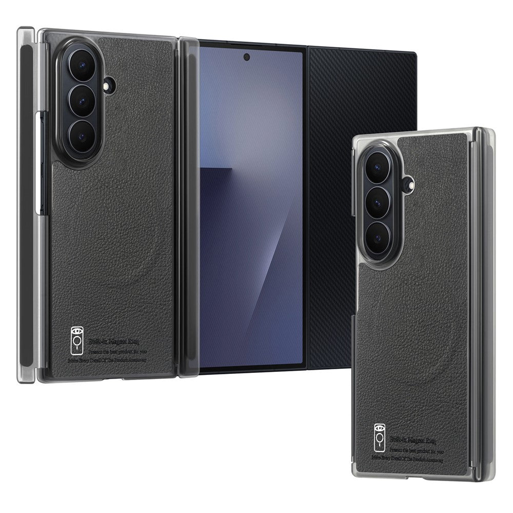 For Samsung Galaxy Z TriFold 5G Magnetic Case PU Leather TPU PC Clear Frame Phone Cover Dual Mid-Axis Design
