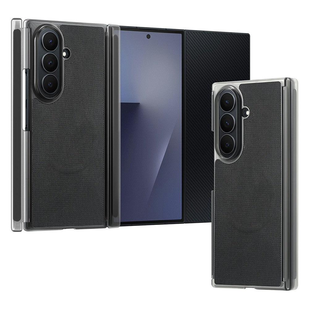 Til Samsung Galaxy Z TriFold 5G magnetisk telefoncover, gittertekstur, PU-lædercover med dobbelt midteraksebeskyttelse