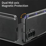 Til Samsung Galaxy Z TriFold 5G magnetisk telefoncover, gittertekstur, PU-lædercover med dobbelt midteraksebeskyttelse