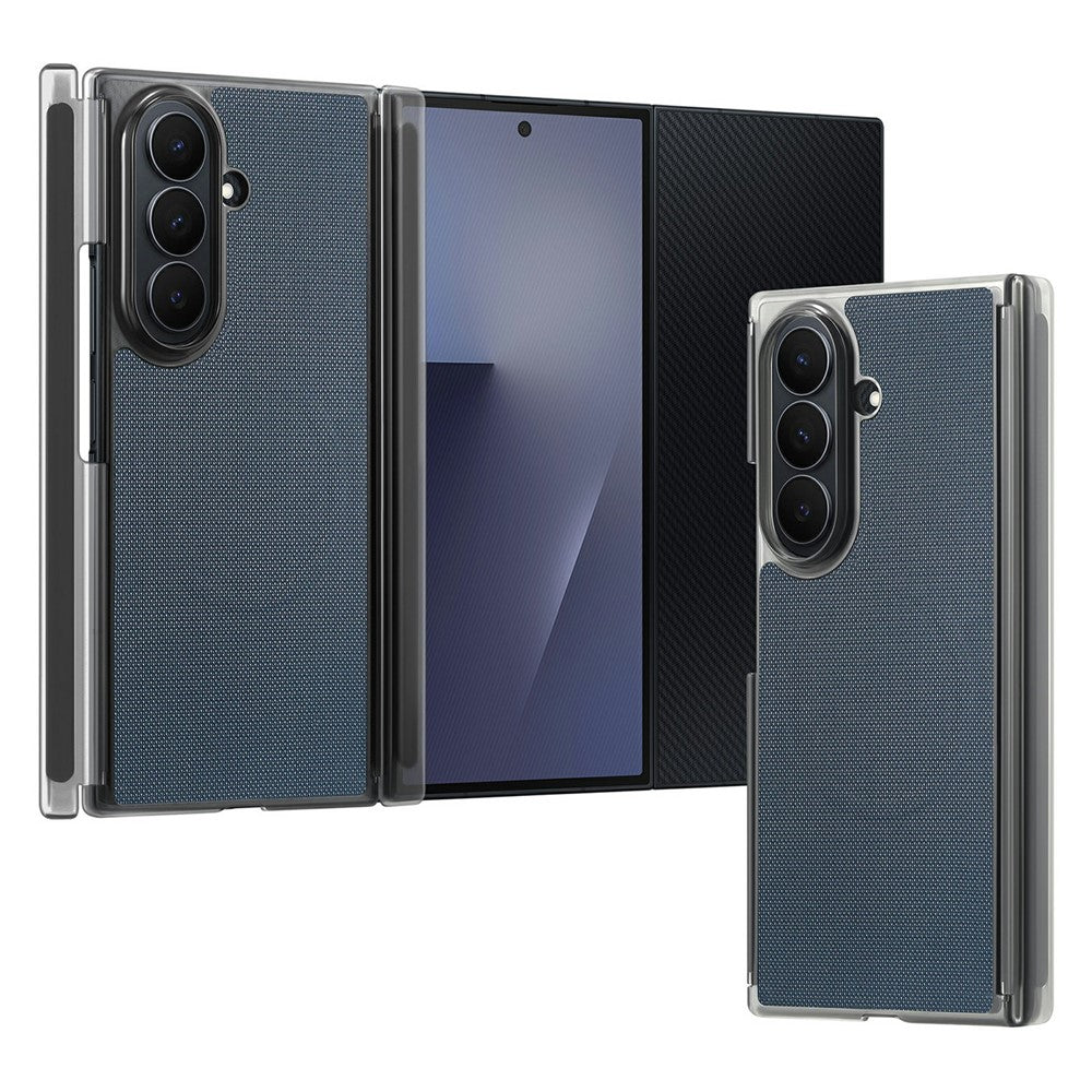 Til Samsung Galaxy Z TriFold 5G magnetisk telefoncover, gittertekstur, PU-lædercover med dobbelt midteraksebeskyttelse