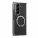 For Samsung Galaxy Z TriFold 5G Magnetic Phone Case Fine Grid Texture Leather Cover with 360 Rotating Ring Holder