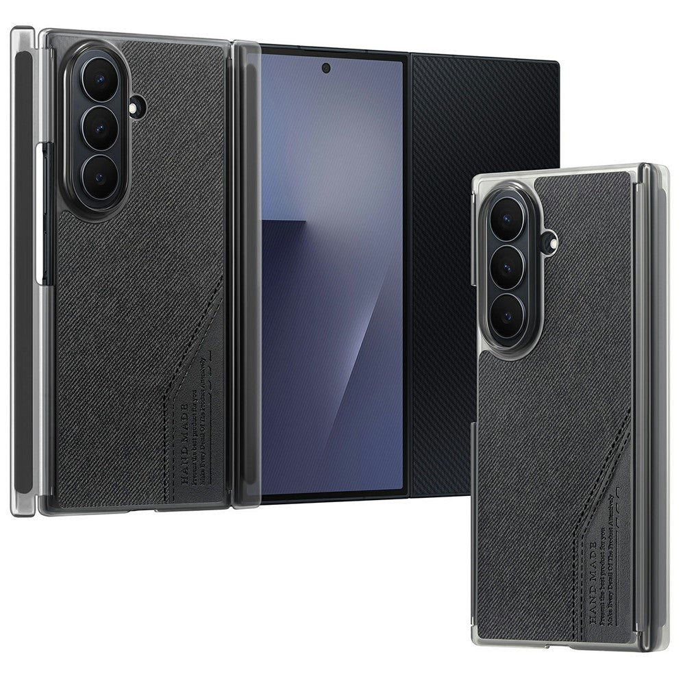 Til Samsung Galaxy Z TriFold 5G Magnetisk Telefoncover Splejsningsstof Tekstur Lædercover Dobbelt Midterakse Beskyttelse