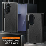 Til Samsung Galaxy Z TriFold 5G Magnetisk Telefoncover Splejsningsstof Tekstur Lædercover Dobbelt Midterakse Beskyttelse