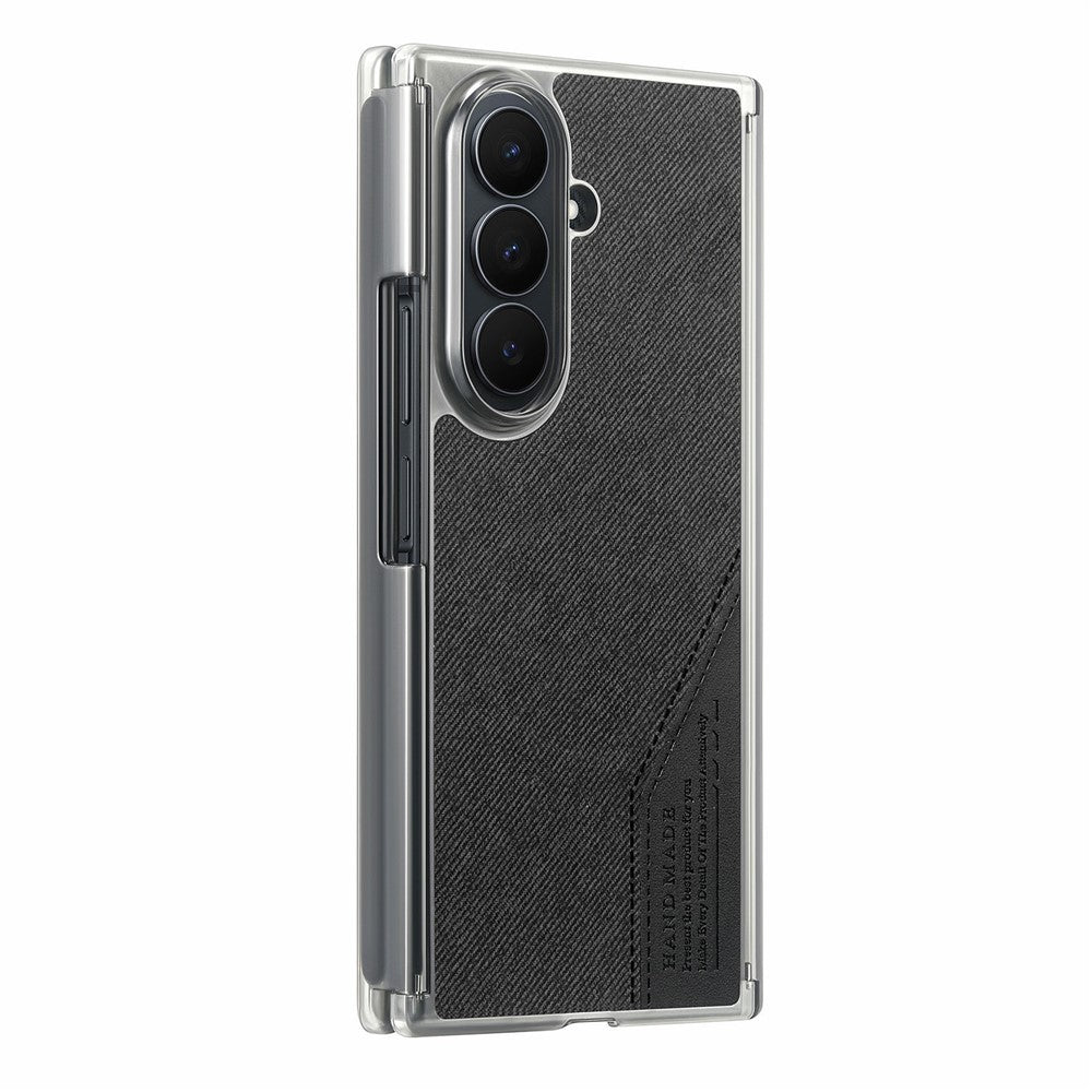 Til Samsung Galaxy Z TriFold 5G Magnetisk Telefoncover Splejsningsstof Tekstur Lædercover Dobbelt Midterakse Beskyttelse
