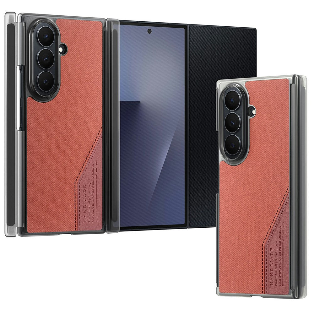 Til Samsung Galaxy Z TriFold 5G Magnetisk Telefoncover Splejsningsstof Tekstur Lædercover Dobbelt Midterakse Beskyttelse