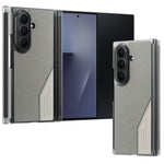 Til Samsung Galaxy Z TriFold 5G Magnetisk Telefoncover Splejsningsstof Tekstur Lædercover Dobbelt Midterakse Beskyttelse