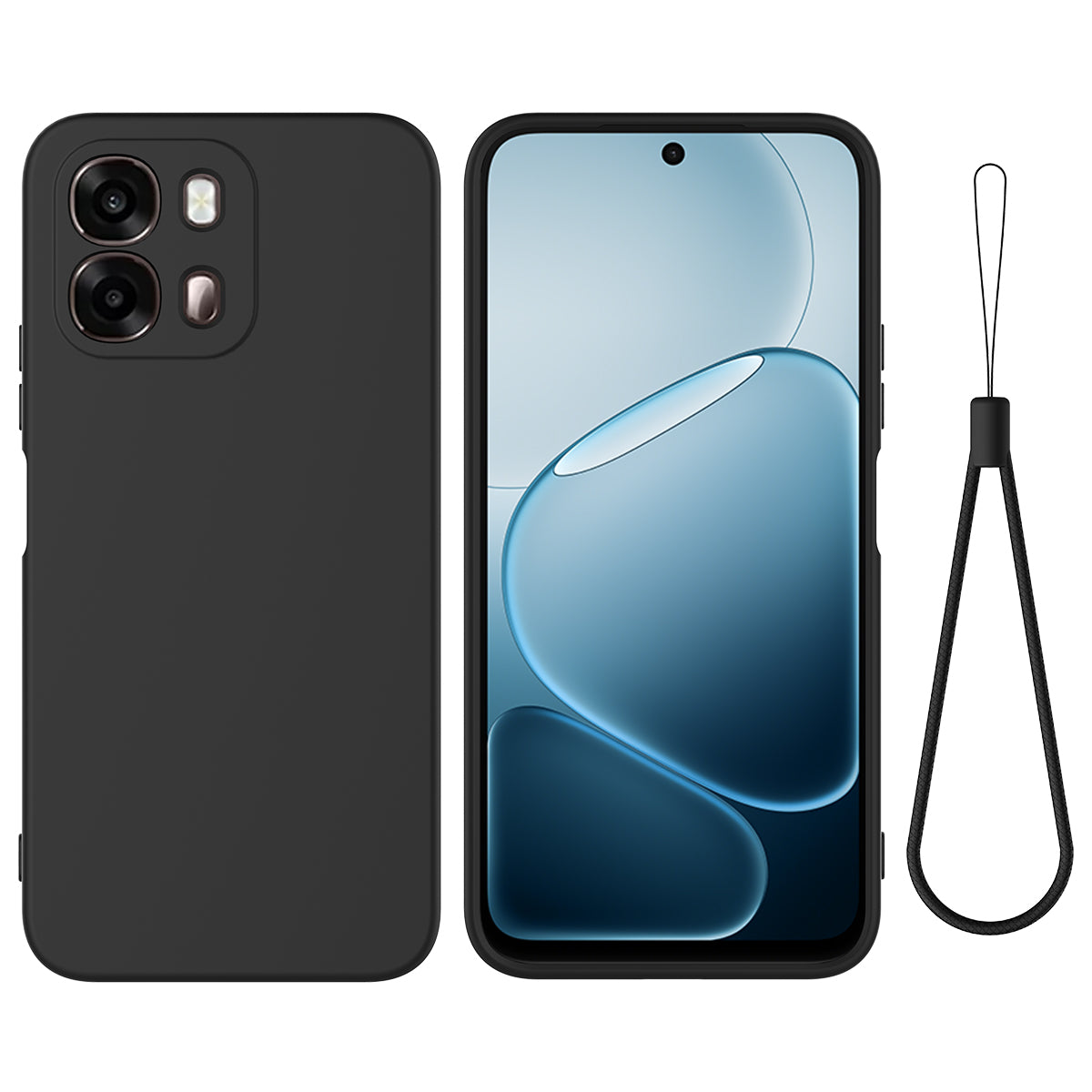 Til Oppo A6 4G / A6 5G (Global) / A6s 5G / A6s 4G / A6t Pro 4G Flydende Silikone Cover Telefonbagside med Håndrem