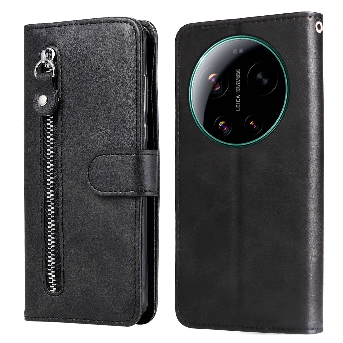 Xiaomi 17 Ultra 5G PU-läderfodral med dragkedja och plånboksfodral med stativ