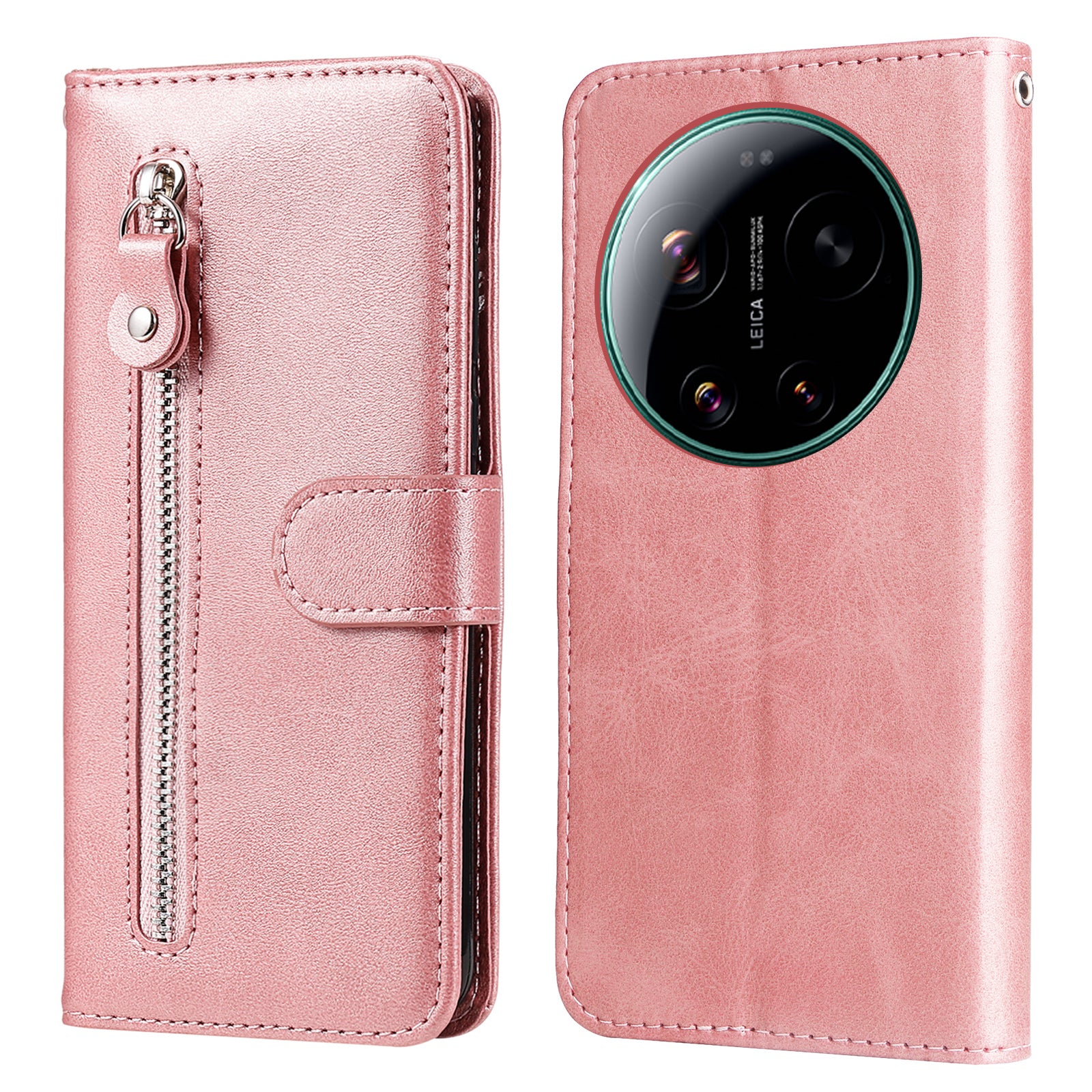 For Xiaomi 17 Ultra 5G PU Leather Cases with Zipper Pocket Wallet Phone Cover Stand