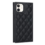 Anti-drop Phone Cover For iPhone 12 Pro 6.1 inch / 12 6.1 inch, Rhombus Imprinted Phone Case PU Leather Zipper Pocket Wallet Stand with Shoulder Strap