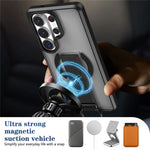 Magnetisk etui til Samsung Galaxy S26 Ultra med sammenklappelig støttefod/ringholder, TPU + PC-mobilcover