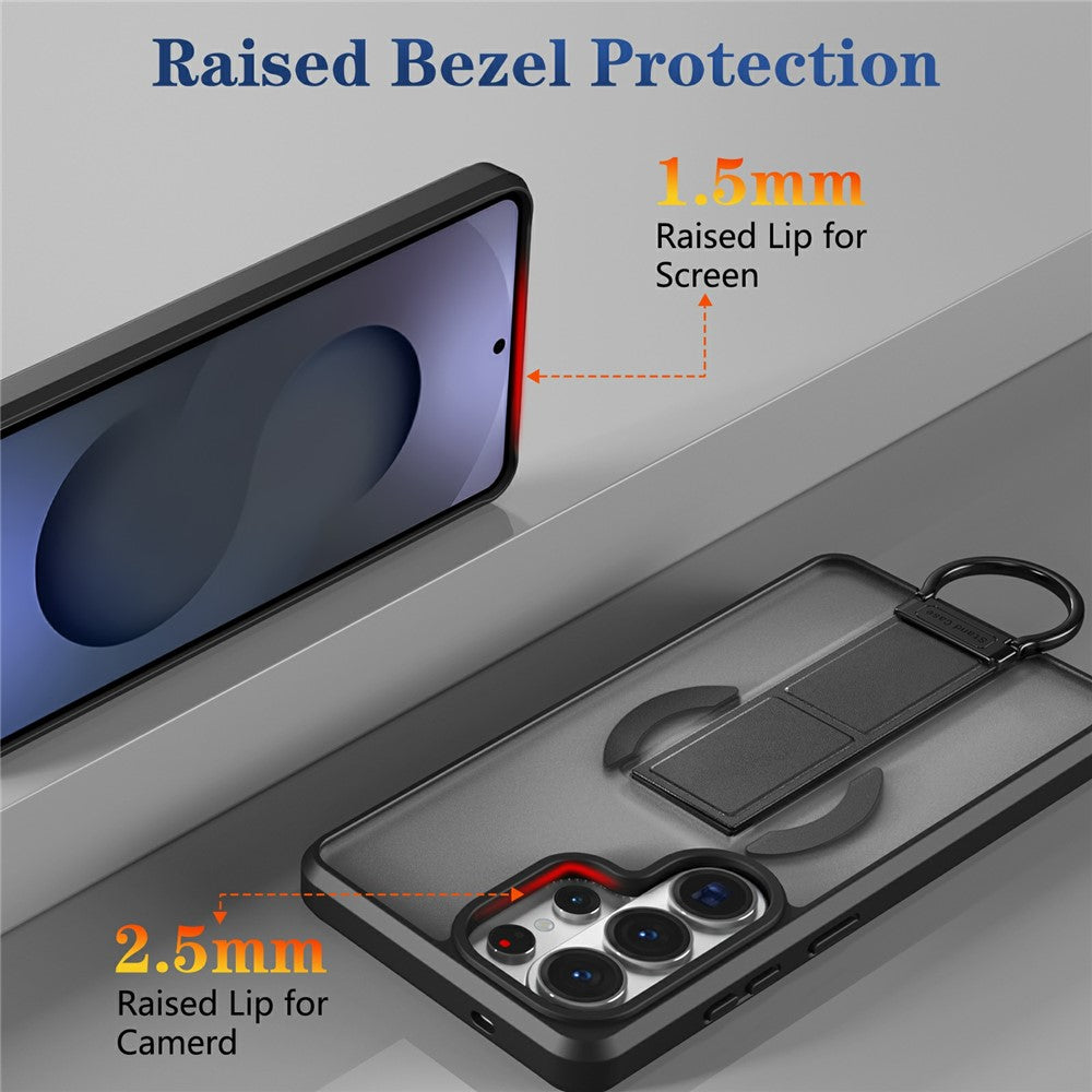 Magnetisk etui til Samsung Galaxy S26 Ultra med sammenklappelig støttefod/ringholder, TPU + PC-mobilcover