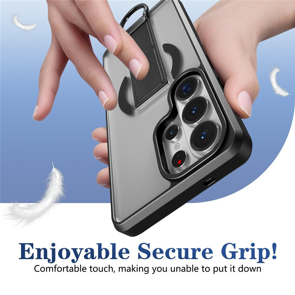 Magnetisk etui til Samsung Galaxy S26 Ultra med sammenklappelig støttefod/ringholder, TPU + PC-mobilcover