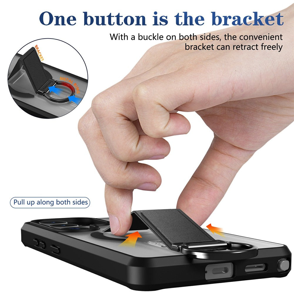 Magnetisk etui til Samsung Galaxy S26 Ultra med sammenklappelig støttefod/ringholder, TPU + PC-mobilcover