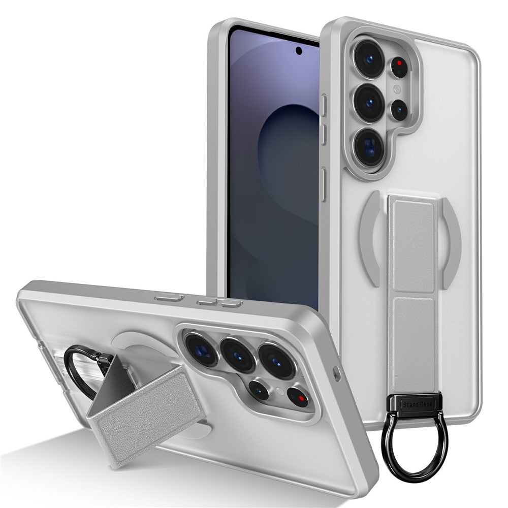 Magnetisk etui til Samsung Galaxy S26 Ultra med sammenklappelig støttefod/ringholder, TPU + PC-mobilcover