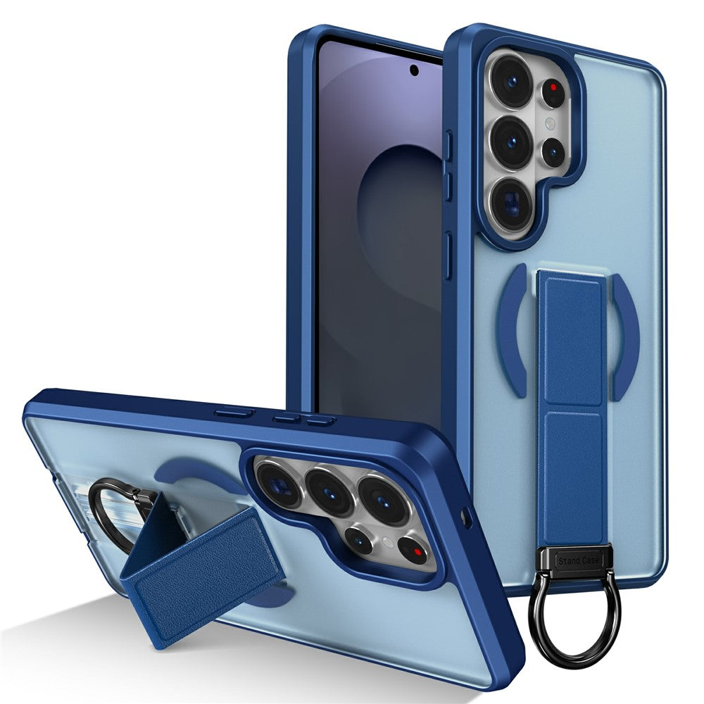 Magnetisk etui til Samsung Galaxy S26 Ultra med sammenklappelig støttefod/ringholder, TPU + PC-mobilcover