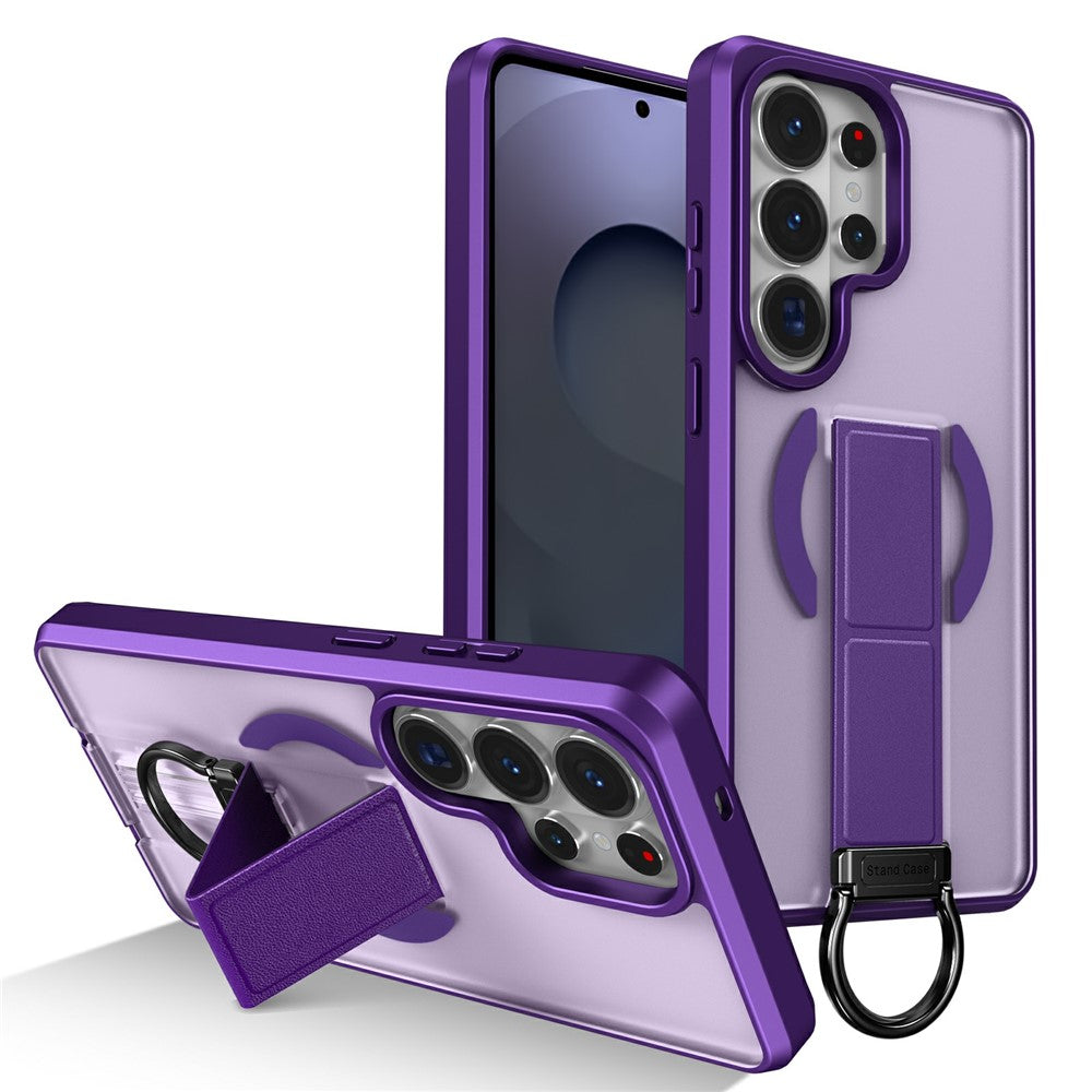 Magnetisk etui til Samsung Galaxy S26 Ultra med sammenklappelig støttefod/ringholder, TPU + PC-mobilcover