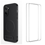 WANLONFENG Magnetiskt skal för OnePlus Ace 5 Racing 5G / OnePlus Nord CE5 5G med 2 st. härdat glas QT1-serien Stativ Kolfiberstruktur PC TPU mobilskal