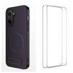 WANLONFENG Magnetiskt skal för OnePlus Ace 5 Racing 5G / OnePlus Nord CE5 5G med 2 st. härdat glas QT1-serien Stativ Kolfiberstruktur PC TPU mobilskal
