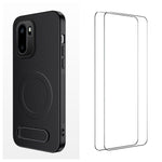 WANLONFENG Magnetiskt skal för OnePlus Ace 6 5G / OnePlus Ace 6T 5G / OnePlus 15R 5G med 2 st. härdat glas, QT1-serien, stativ, kolfiberstruktur, PC TPU, mobilskal