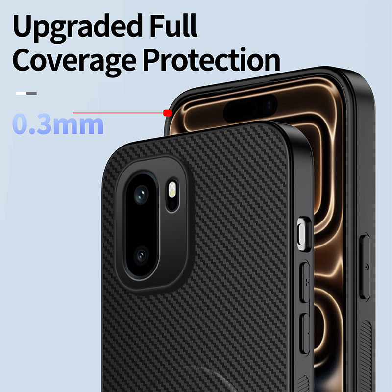 WANLONFENG Magnetiskt skal för OnePlus Ace 6 5G / OnePlus Ace 6T 5G / OnePlus 15R 5G med 2 st. härdat glas, QT1-serien, stativ, kolfiberstruktur, PC TPU, mobilskal